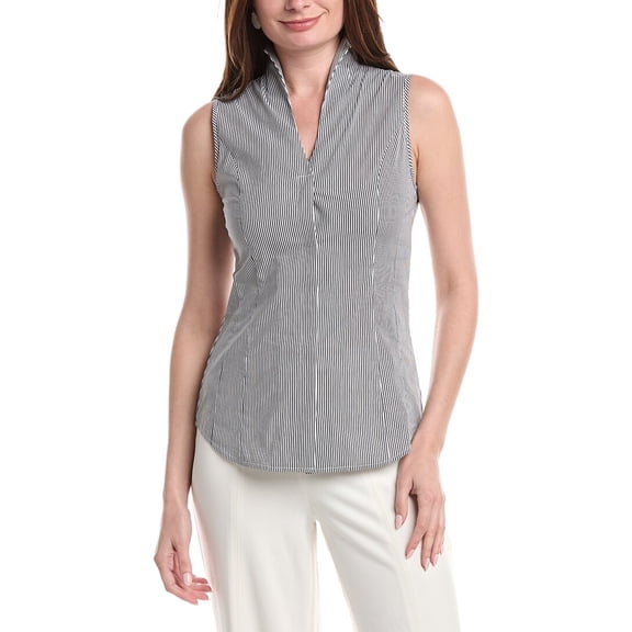 MISOOK womens Pinstripe Stretch Cotton Blouse, m, Black
