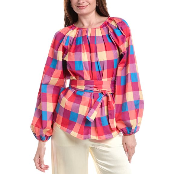 MISOOK womens Tie Waist Blouse, s, Pink