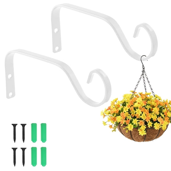 WLGJL 7.3inch 2 Pack Plant Hanger, Sturdy Hanging Plant Hangers Outdoor, Bird Feeder Hanger for Bird Feeders, Planters, Lanterns, Wind Chimes Indoor Outdoor, white