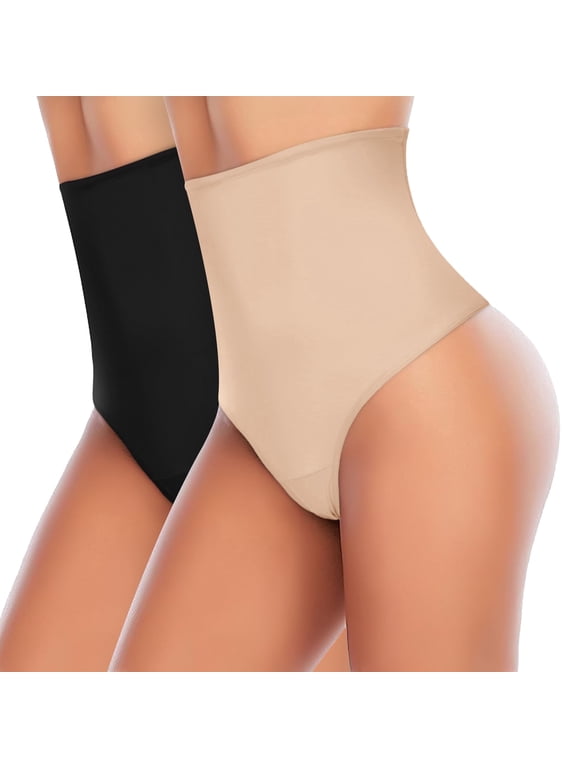 2 Pack Thong Shapewear Panties For Women Tummy Control Girdle High Waist Cincher Slimmer Smoothing
