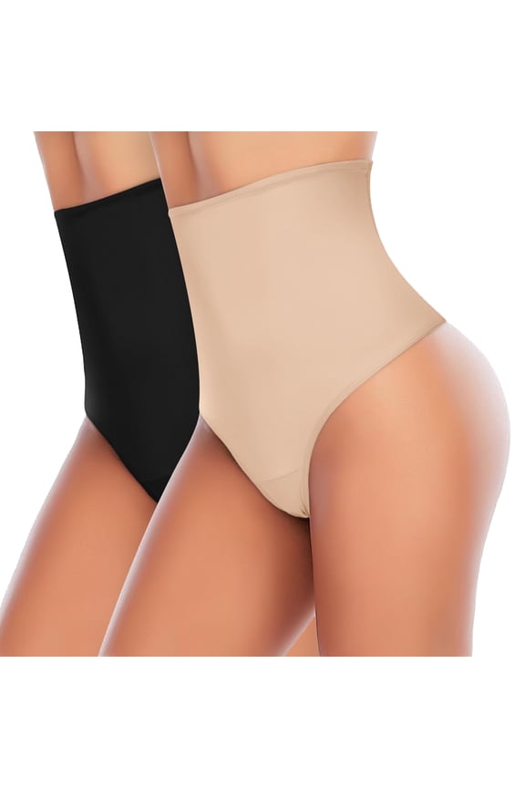 2 Pack Thong Shapewear Panties For Women Tummy Control Girdle High Waist Cincher Slimmer Smoothing