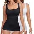 thumbnail image 1 of MISS COCOLI 2 Pack Women Square Neck Tummy Control Shapewear Tank Tops Wide Strap Thickened Camisole Compression Basic Body Shaper, 1 of 7