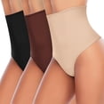 thumbnail image 1 of MISS COCOLI 3 Pack Thong Shapewear Panties For Women Tummy Control Girdle High Waist Cincher Slimmer Smoothing, 1 of 6