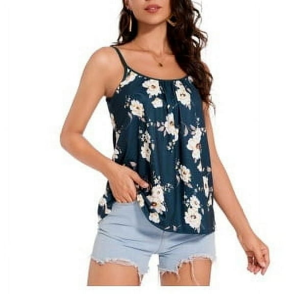 MISS COCOLI Camisole with Built in Bra for Women Plus Size Casual Loose Tank Tops Sleeveless Shirts Flowy Adjustable Strap