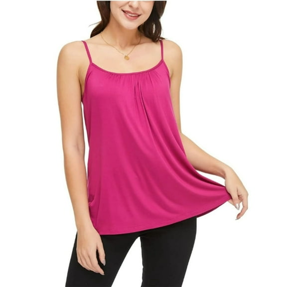 MISS COCOLI Camisole with Built in Bra for Women Plus Size Casual Loose Tank Tops Sleeveless Shirts Flowy Adjustable Strap