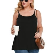 MISS COCOLI Camisole with Built in Bra for Women Plus Size Casual Loose Tank Tops Sleeveless Shirts Flowy Tops(XL-4XL）