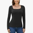 thumbnail image 1 of MISS COCOLI Long Sleeve Thermal Tops For Women Square Neck Fleece Lined Base Layer Basic Shirt Ribbed Undershirts, 1 of 11