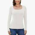 thumbnail image 1 of MISS COCOLI Long Sleeve Thermal Tops For Women Square Neck Fleece Lined Base Layer Basic Shirt Ribbed Undershirts, 1 of 11