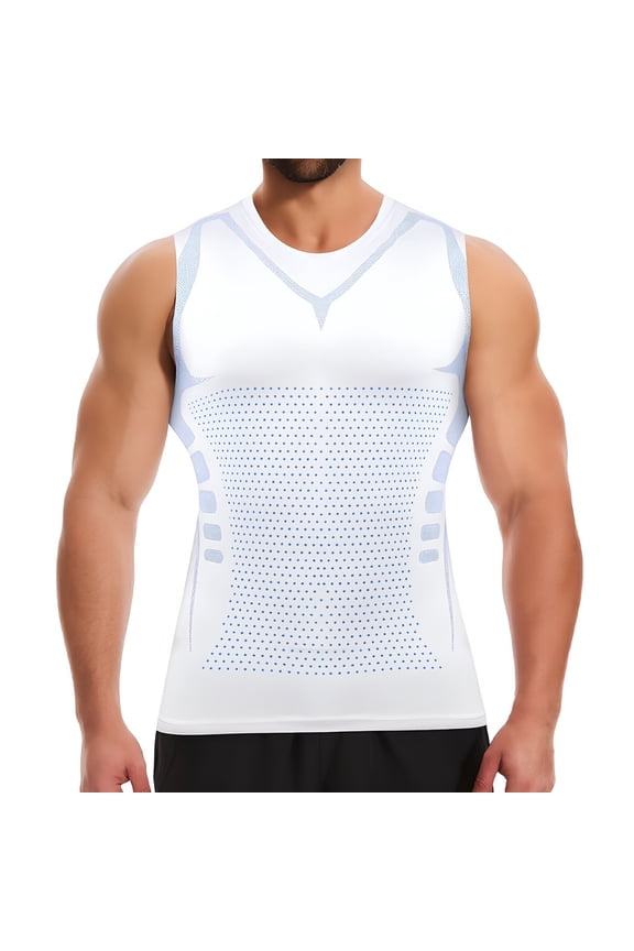 Men's Compression Shirt Slimming Body Shaper Vest Crewneck Workout Shirts Tummy Control Undershirts Tank Top Sports