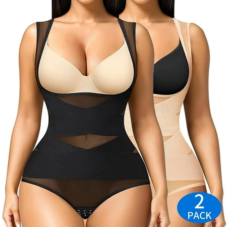 MISS COCOLI Shapewear for Women Waist Trainer Tummy Control Plus Size Body Shaper Compression Bodysuit