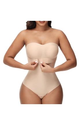 Strapless Shapewear Bodysuits for Women with Built in Bra Removable Tummy Control Shapewear Thong Sculpting Body Shaper
