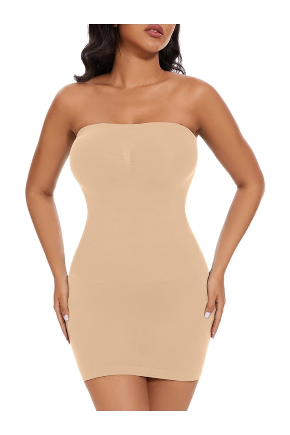 Strapless Shapewear Full Slips for Women Under Dresses Tummy Control Slip Body Shaper Smoothing