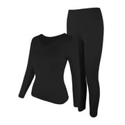 MISS COCOLI Thermal Underwear for Women Long Underwear Sets Crew Neck Thin Base Layers Sets