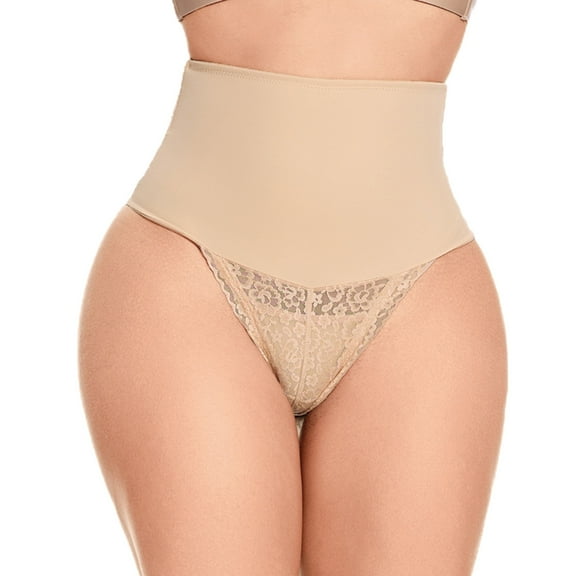 MISS COCOLI Tummy Control Shapewear Panties For Women High Waisted Shaping Underwear Slimming Lace Thong Body Shaper