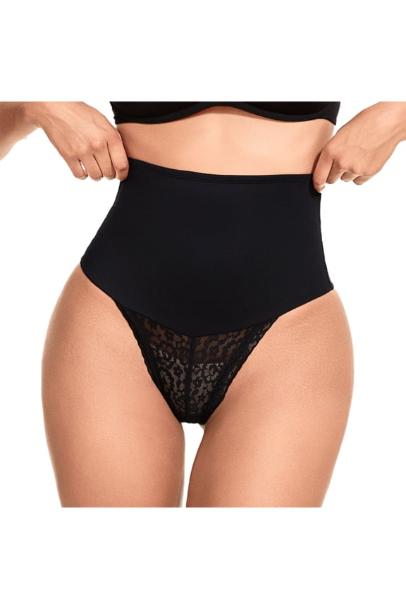 Tummy Control Shapewear Panties For Women High Waisted Shaping Underwear Slimming Lace Thong Body Shaper