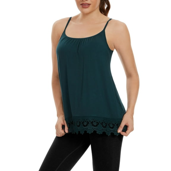 MISS COCOLI Women Camisole with Built in Bra Plus Size Casual Loose Tank Tops Sleeveless Shirts Lace Tops (S-4XL)