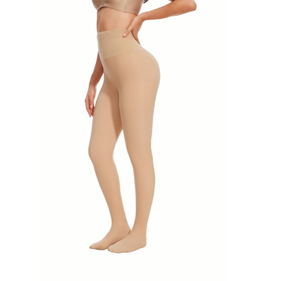 MISS COCOLI Women Pantyhose High Waist Footed Stockings Soft Fleece Lined Tights Sheer/Semi-Opaque/Opaque/Thick Opaque Black