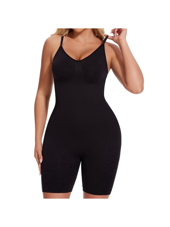 Women Shapewear Full Body Tummy Control Bodysuit Mid Thigh Body Shaper Butt Lifting