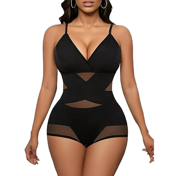 MISS COCOLI Women's Shapewear Bodysuit Tummy Control Body Shaper V Neck Bodysuit Waist Trainer