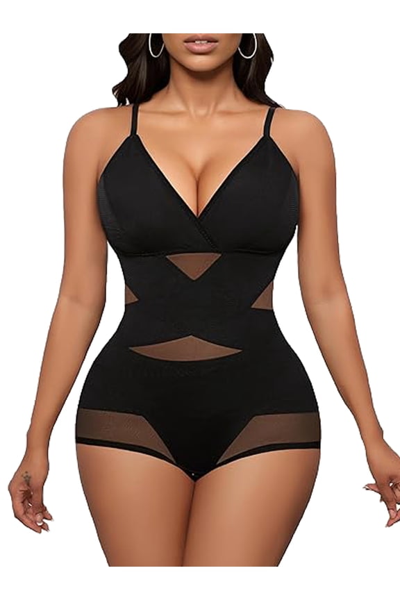 Women's Shapewear Bodysuit Tummy Control Body Shaper V Neck Bodysuit Waist Trainer