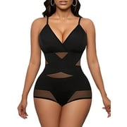 MISS COCOLI Women's Shapewear Bodysuit Tummy Control Body Shaper V Neck Bodysuit Waist Trainer