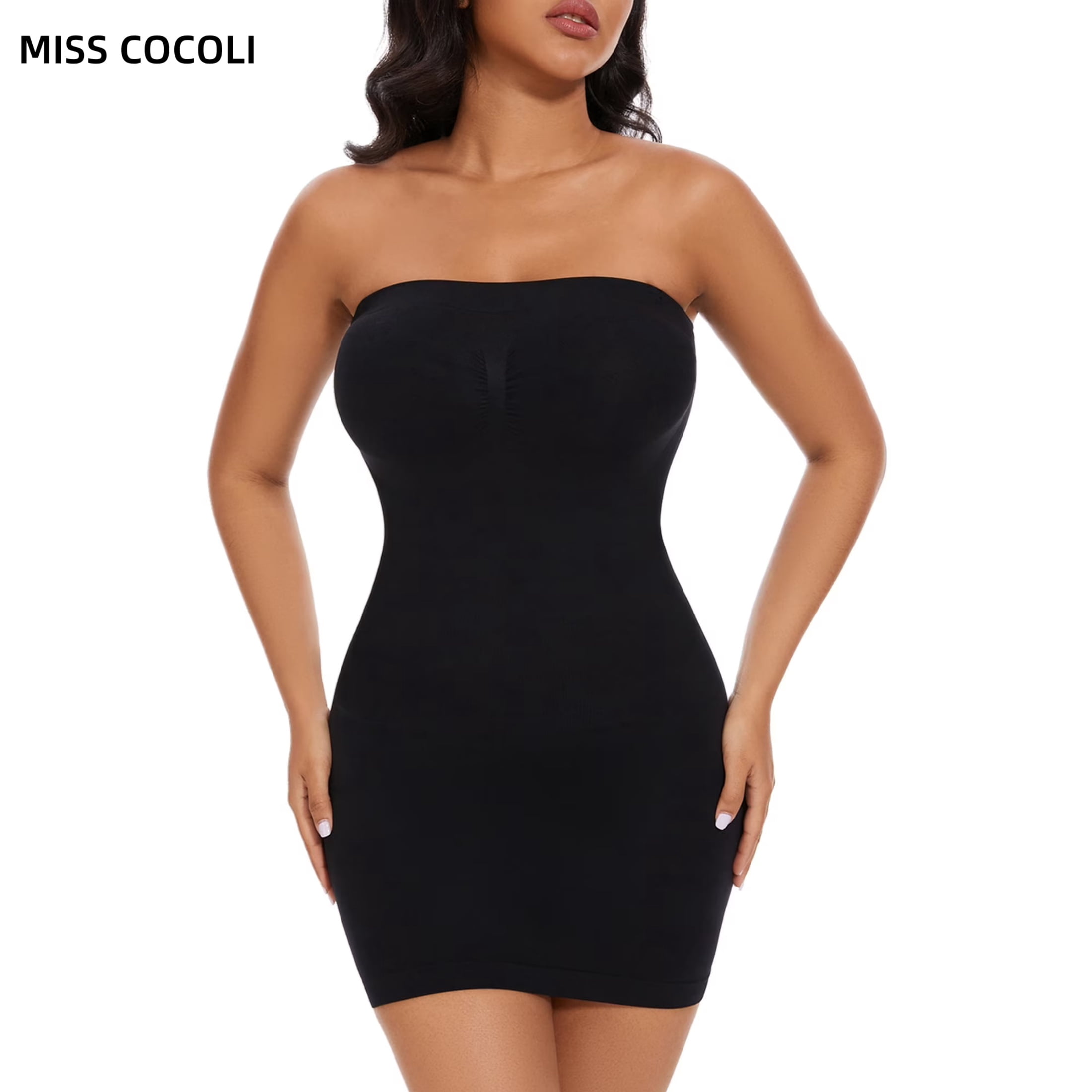 White Control Slips MISS COCOLI Women's Strapless Shapewear Full Slip for Under Dresses ...