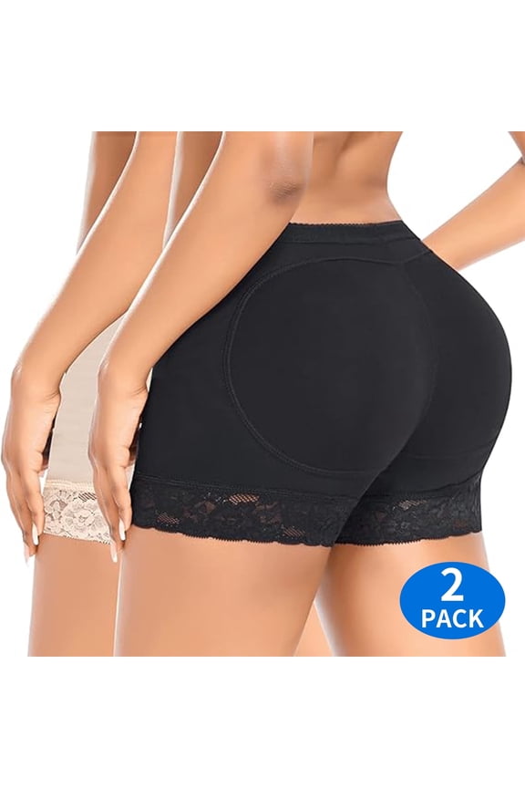 2 Pack Lace Padded Panties for Women Slimming Butt Lifter Underwear Hip Enhancer Shaper Booty Pads Shapewear