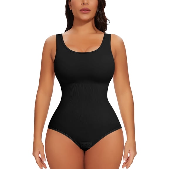 MISS COCOLI Womens Shapewear Bodysuit Tummy Control Round Neck Full Body Shaper Slimming