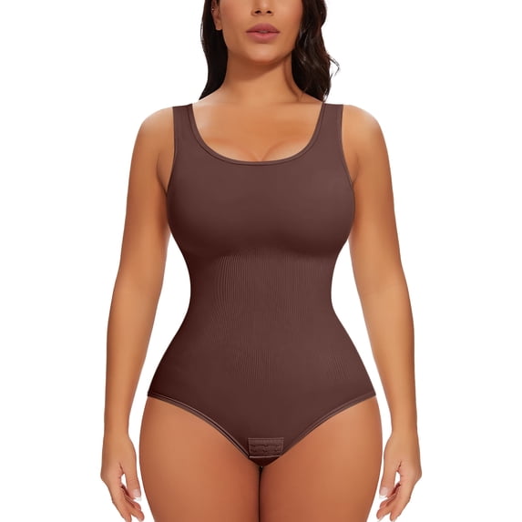 MISS COCOLI Womens Shapewear Bodysuit Tummy Control Round Neck Full Body Shaper Slimming
