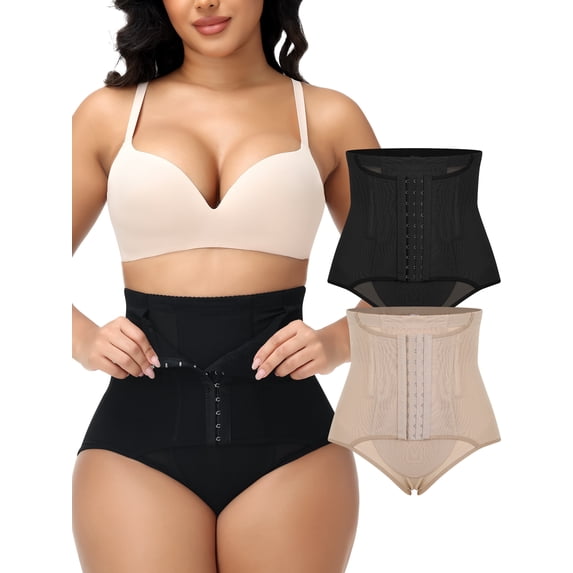 MISS MOLY 2 PACK Shapewear Tummy Control Underwear for Women Faja Body Shaper High Waist Seamless Butt Lifter Postpartum Slimming