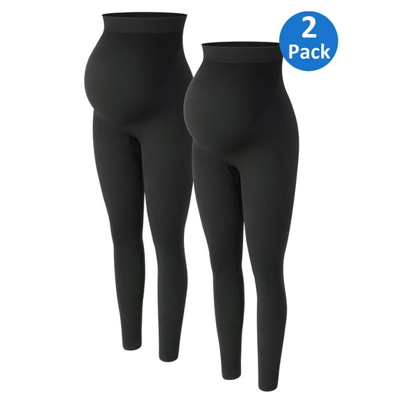 MISS MOLY 2 PACK Womens Maternity Leggings Yoga Pants Belly Support Over Belly Contour Pregnancy Legging