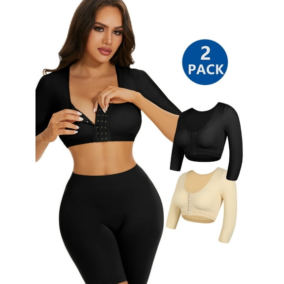 MISS MOLY 2 Pack Arm Shaper for Women Post Surgery Compression Shapewear 3/4 Sleeves Slimming Arm Faja Arm Lipo Garments