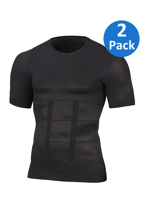 2 Pack Men's Elastic Sculpting Vest Thermal Compression Base Layer Slim Compression Muscle Tank Shapewear