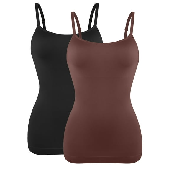 MISS MOLY 2 Pack Women's Cami Shaper Compression Tank Tops Tummy Control Adjustable Straps Body Shaper Camisoles