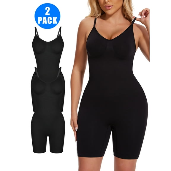 MISS MOLY 2 Pack Women's Control Slip Shapers Full Body Shapewear Bodysuits Seamless Thigh Slimmer One Piece Jumpsuit