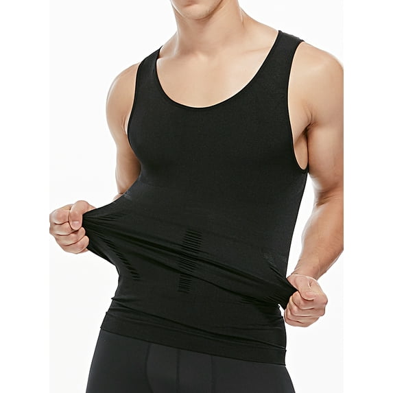 MISS MOLY 2 Styles Men's Tummy Compression Bodyshaper Body Shaper Slimming Waist Trainer Tank Top Vest T-Shirt