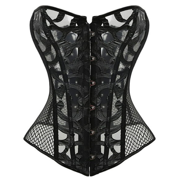 MISS MOLY Fashion Womens Hollowout Sexy Fishnet Overbust Boned Shaper Waist Trainer Sexy Corset Lingerie XL