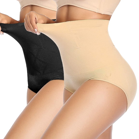 MISS MOLY High Waist Shapewear Panties for Women Tummy Control Shaping Girdle Underwear Seamless Body Shaper 2 Pack
