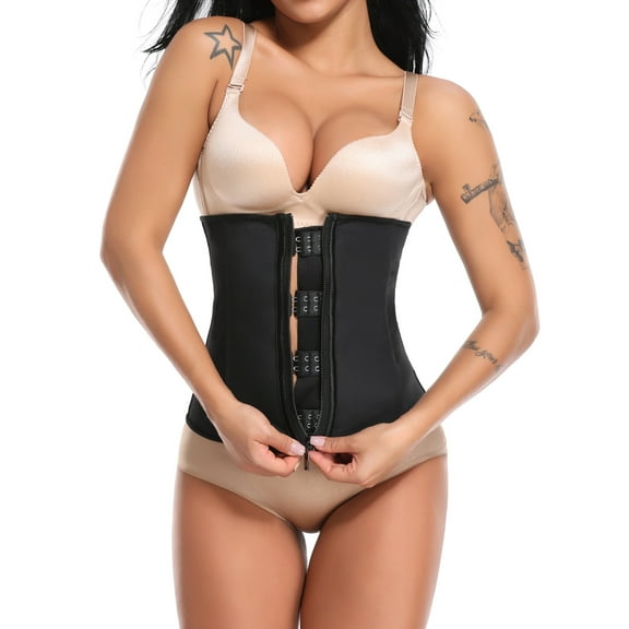 MISS MOLY Latex Waist Trainer Zipper Shapewear Firm Tummy Control Body Slimming Cincher Hook