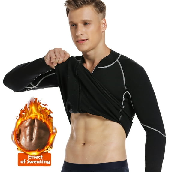 MISS MOLY Men Exercise Sweat Hot Sauna Suit Body Shapewear Neoprene Fitness Zipper Gym Workout Wear