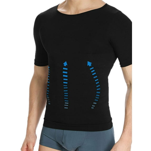 MISS MOLY Mens Slim Body Shaper Vests Shirt Abs Abdomen Slimming Shirt Tummy Waist Vest Lose Weight