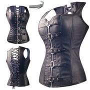 MISS MOLY Overbust Corset for Women Waist Training Bustier Buckle Lace Up Steel Boning Shapewear Plus Size Black Day Gift