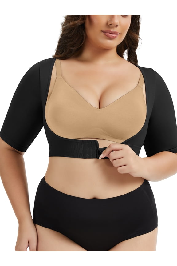 Plus Size Upper Arm Shaper for Women Compression Short Sleeves Shapewear Tops