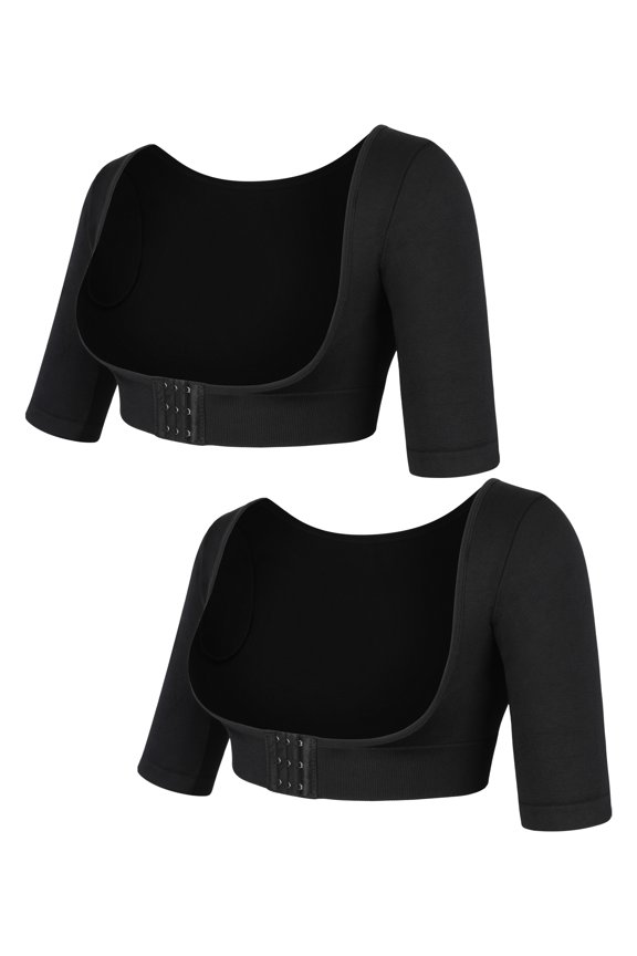 2 PACK Plus Size Upper Arm Shaper for Women Compression Short Sleeves Shapewear Tops