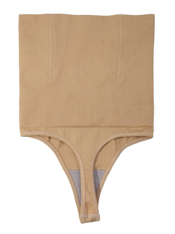 Sexy Underwear for Women High Waist Thong Shapewear Tummy Control Cincher Beige