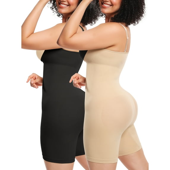 MISS MOLY Shapewear for Women Butt Lifter Underbust Bodysuit Tummy Control Full Body Shaper Thigh Slimmer 2 Pack