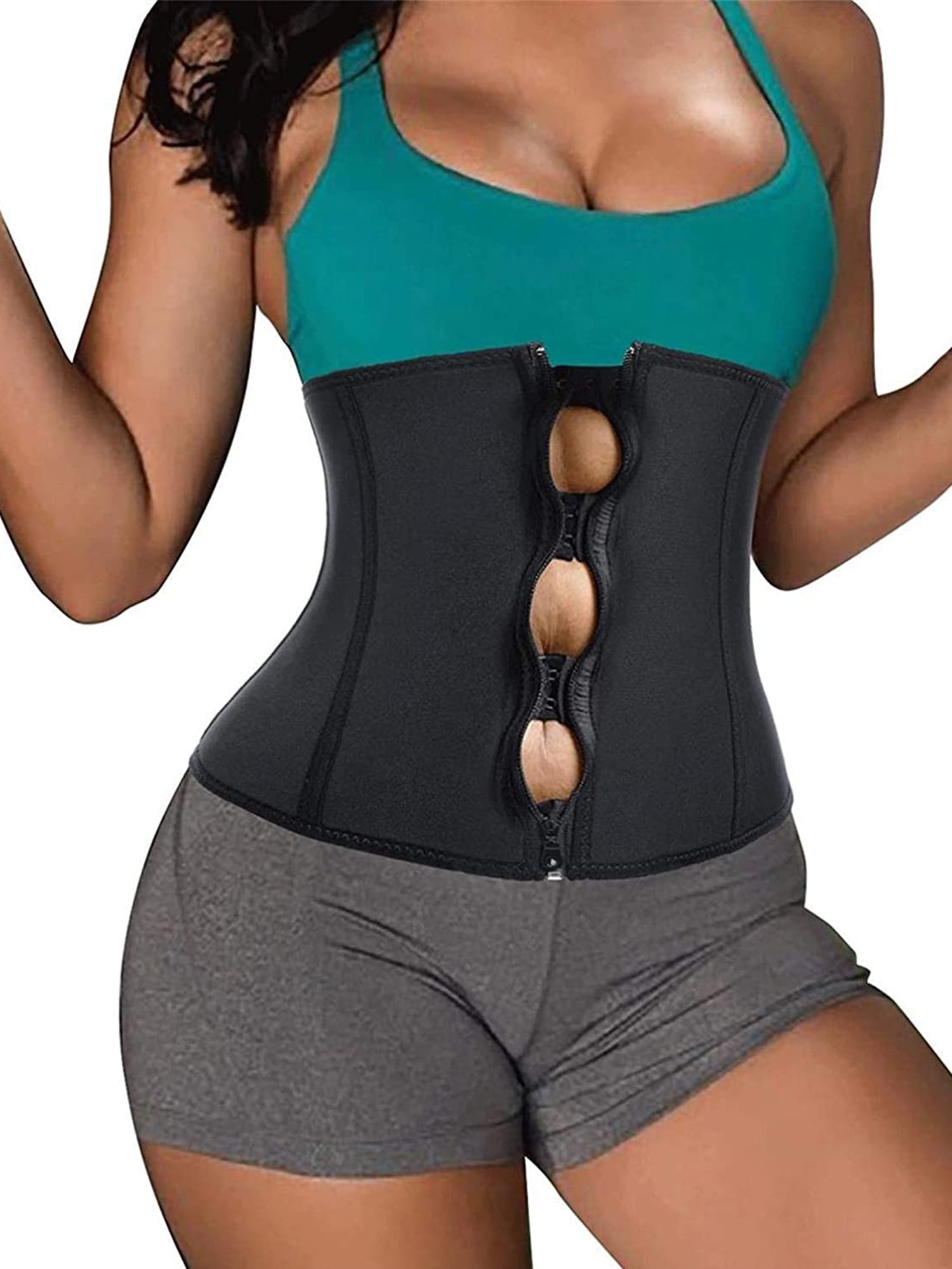 MISS MOLY Slimming Waist Trainer for Women Latex Ultra Tummy Control Effect Corset Body Shaper Black