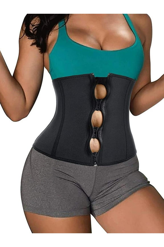 MISS MOLY Slimming Waist Trainer for Women Latex Ultra Tummy Control Effect Corset Body Shaper Black