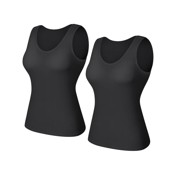 MISS MOLY Tank Tops for Women Basic Camisole with Built in Bra Casual Wide Strap Sleeveless Layer Vests