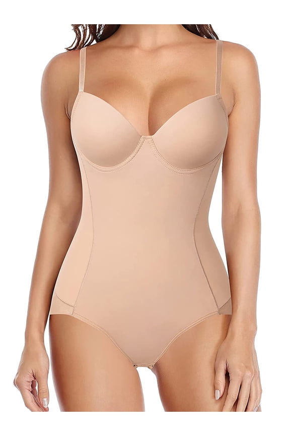MISS MOLY Thong Bodysuit Shapewear for Women Tummy Control Fajia Backless Body Shaper Built-in Bra